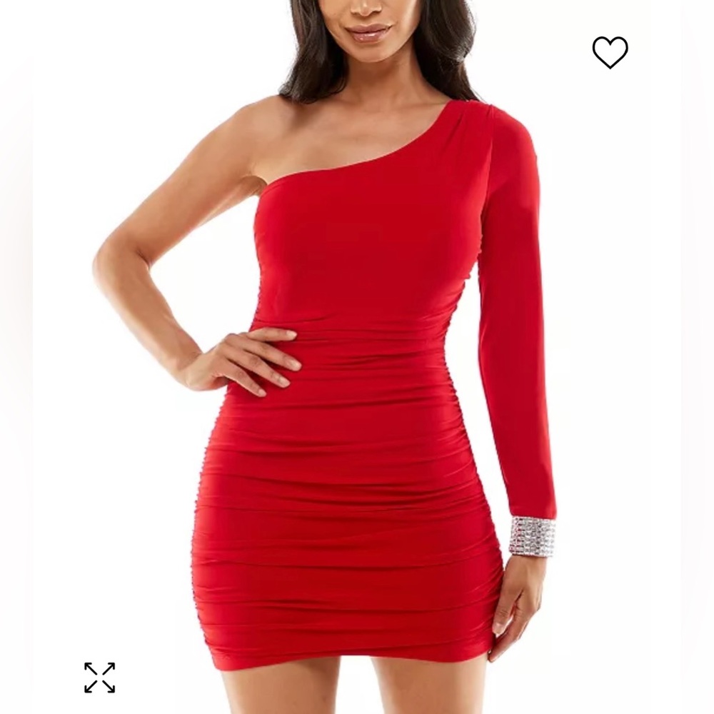 One shoulder ruched mini dress!